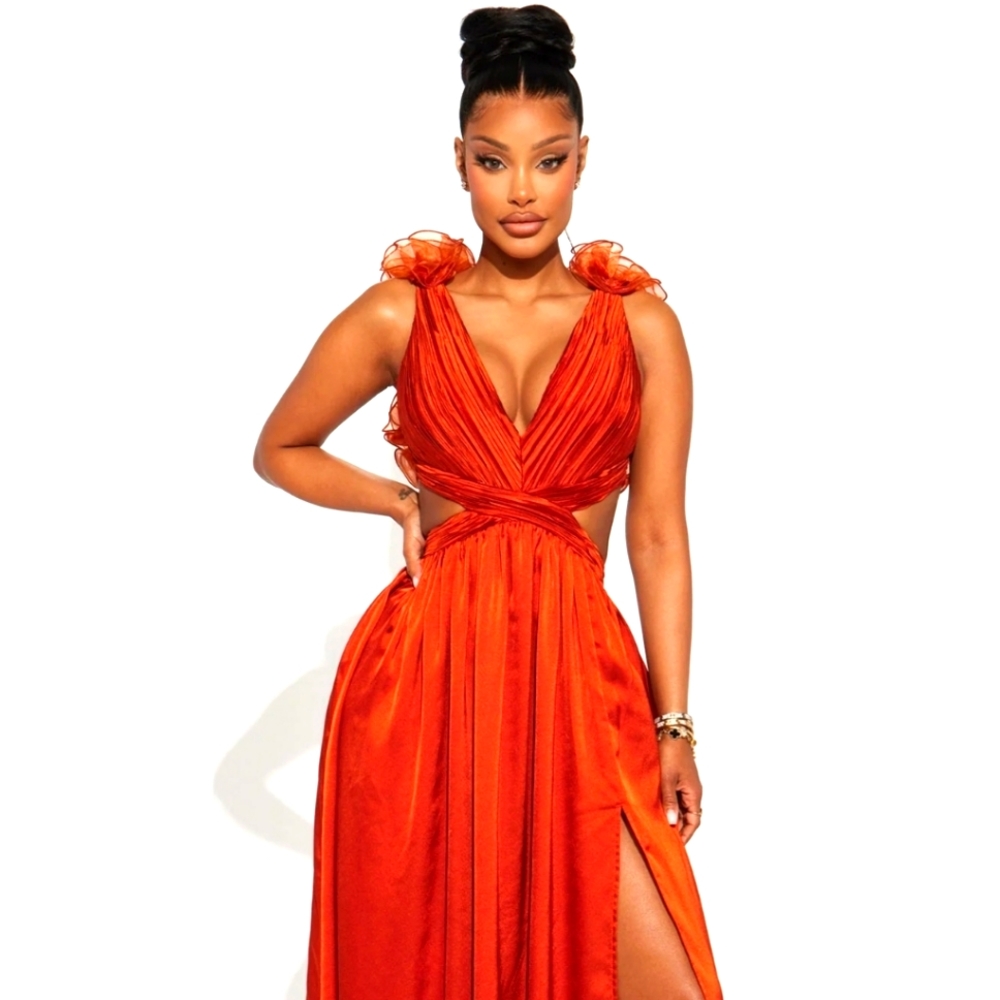 Going to the chapel satin maxi dress